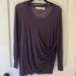 Inhabit Plum Purple Asymmetrical Linen Blend Sweater W/ Built-In Tank Top Sz P